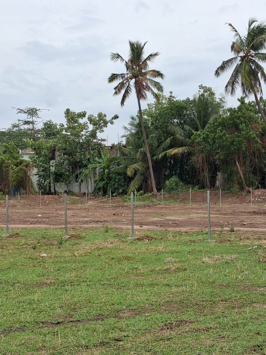 Temporary security fencing posts installed on the site